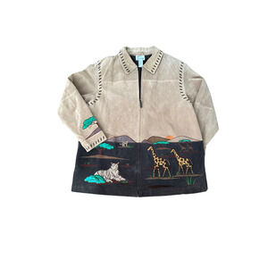 Vintage The Quacker Factory Safari Jungle Suede Jacket I 1X